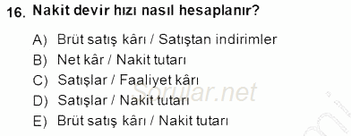 Spor Finansmanı 2014 - 2015 Dönem Sonu Sınavı 16.Soru