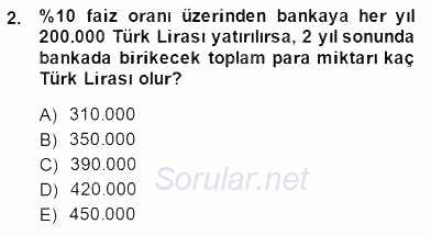 Spor Finansmanı 2014 - 2015 Dönem Sonu Sınavı 2.Soru