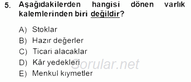 Spor Finansmanı 2014 - 2015 Dönem Sonu Sınavı 5.Soru