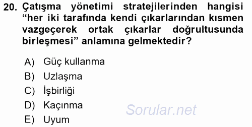 İşletme Yönetimi 2017 - 2018 3 Ders Sınavı 20.Soru