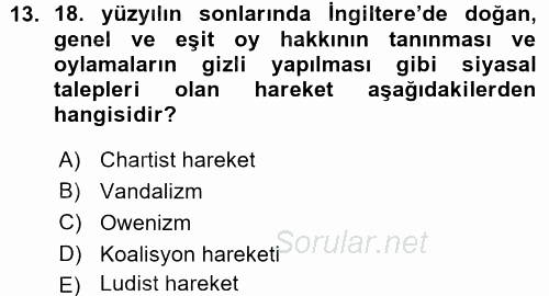 Endüstri İlişkileri 2015 - 2016 Ara Sınavı 13.Soru