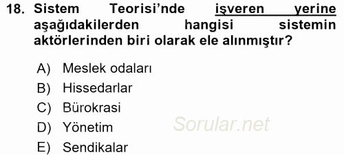 Endüstri İlişkileri 2015 - 2016 Ara Sınavı 18.Soru