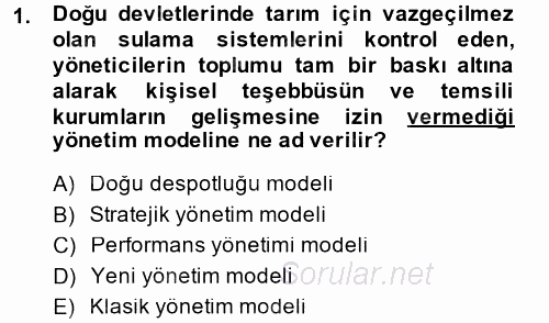 İktisat Tarihi 2014 - 2015 Ara Sınavı 1.Soru