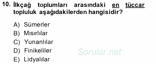 İktisat Tarihi 2014 - 2015 Ara Sınavı 10.Soru