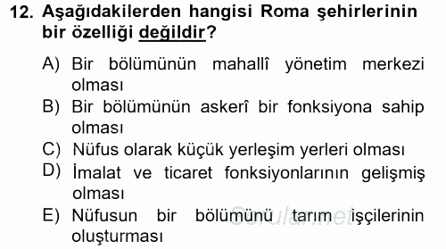 İktisat Tarihi 2014 - 2015 Ara Sınavı 12.Soru