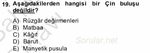 İktisat Tarihi 2014 - 2015 Ara Sınavı 19.Soru