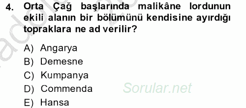 İktisat Tarihi 2014 - 2015 Ara Sınavı 4.Soru