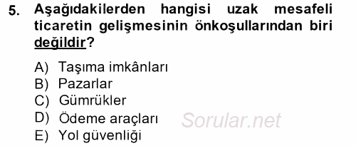 İktisat Tarihi 2014 - 2015 Ara Sınavı 5.Soru