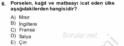 İktisat Tarihi 2014 - 2015 Ara Sınavı 6.Soru