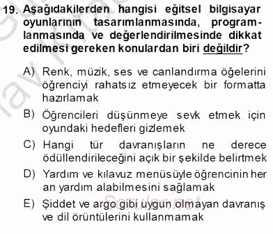 Okulöncesinde Öğretim Teknolojileri Ve Materyal Tasarımı 2014 - 2015 Ara Sınavı 19.Soru