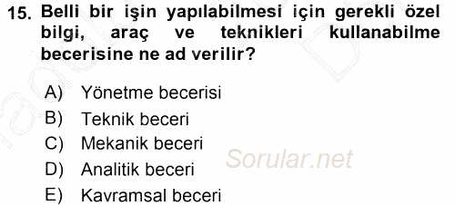 Sağlık Kurumları Yönetimi 1 2015 - 2016 Dönem Sonu Sınavı 15.Soru