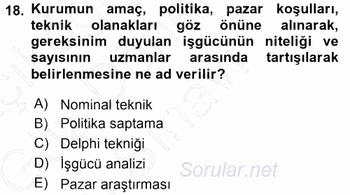 Sağlık Kurumları Yönetimi 1 2015 - 2016 Dönem Sonu Sınavı 18.Soru