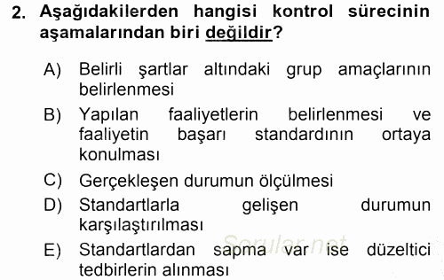 Sağlık Kurumları Yönetimi 1 2015 - 2016 Dönem Sonu Sınavı 2.Soru