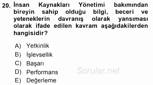Sağlık Kurumları Yönetimi 1 2015 - 2016 Dönem Sonu Sınavı 20.Soru