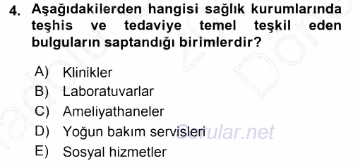 Sağlık Kurumları Yönetimi 1 2015 - 2016 Dönem Sonu Sınavı 4.Soru