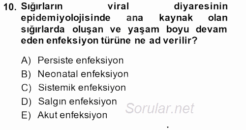 Viroloji 2014 - 2015 Dönem Sonu Sınavı 10.Soru
