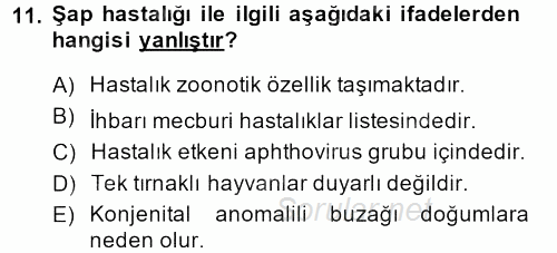 Viroloji 2014 - 2015 Dönem Sonu Sınavı 11.Soru