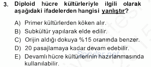 Viroloji 2014 - 2015 Dönem Sonu Sınavı 3.Soru