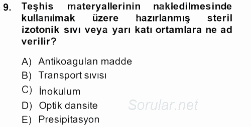 Viroloji 2014 - 2015 Dönem Sonu Sınavı 9.Soru