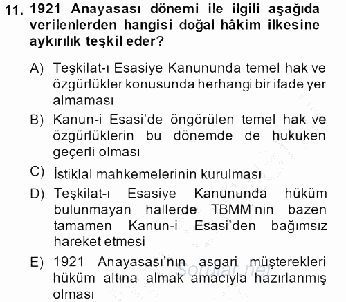 Temel İnsan Hakları Bilgisi 2 2013 - 2014 Dönem Sonu Sınavı 11.Soru