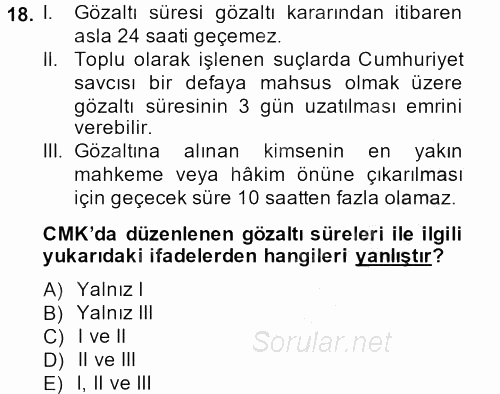 Temel İnsan Hakları Bilgisi 2 2013 - 2014 Dönem Sonu Sınavı 18.Soru