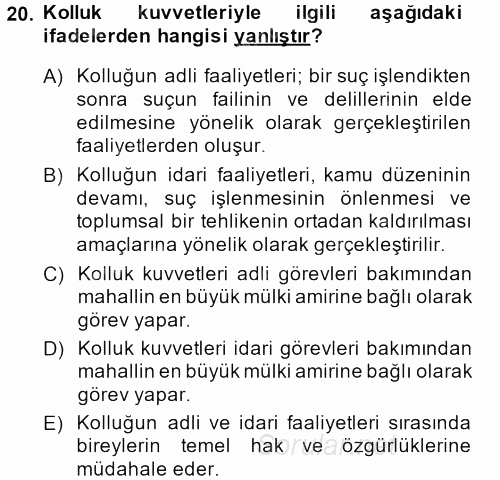 Temel İnsan Hakları Bilgisi 2 2013 - 2014 Dönem Sonu Sınavı 20.Soru