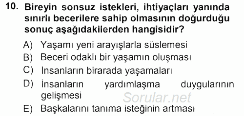 Aile İçi Uyumlu Etkileşim 2012 - 2013 Dönem Sonu Sınavı 10.Soru