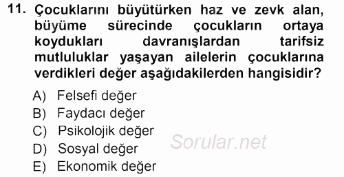 Aile İçi Uyumlu Etkileşim 2012 - 2013 Dönem Sonu Sınavı 11.Soru