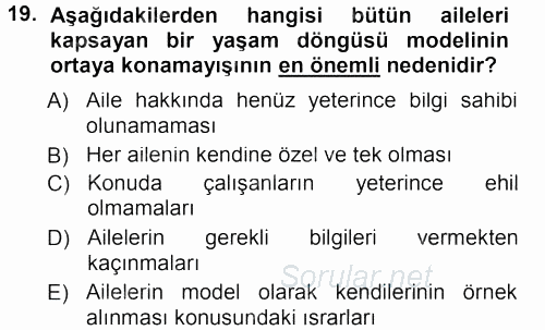 Aile İçi Uyumlu Etkileşim 2012 - 2013 Dönem Sonu Sınavı 19.Soru