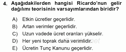 Gelir Dağılımı ve Yoksulluk 2017 - 2018 Ara Sınavı 4.Soru