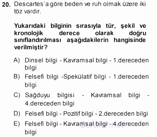 Kültür Sosyolojisi 2013 - 2014 Ara Sınavı 20.Soru