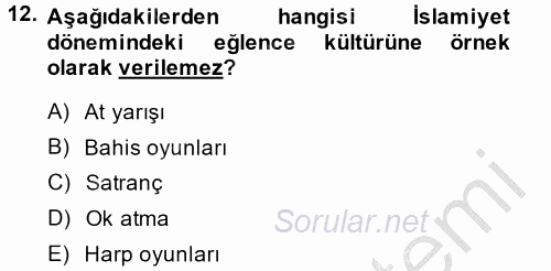 İslam Tarihi ve Medeniyeti 2 2014 - 2015 Dönem Sonu Sınavı 12.Soru