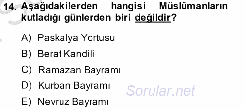 İslam Tarihi ve Medeniyeti 2 2014 - 2015 Dönem Sonu Sınavı 14.Soru