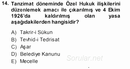 Toplumsal Yaşamda Aile 2013 - 2014 Ara Sınavı 14.Soru