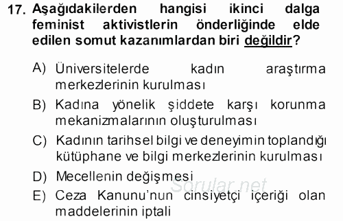 Toplumsal Yaşamda Aile 2013 - 2014 Ara Sınavı 17.Soru