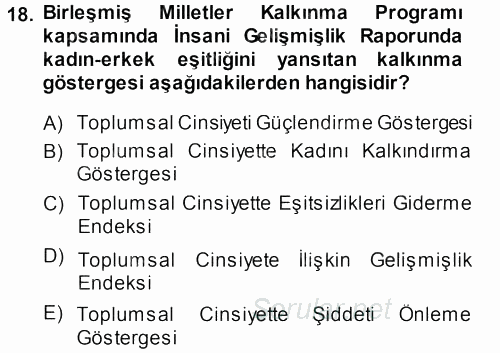 Toplumsal Yaşamda Aile 2013 - 2014 Ara Sınavı 18.Soru