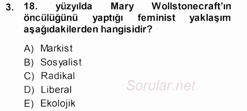 Toplumsal Yaşamda Aile 2013 - 2014 Ara Sınavı 3.Soru