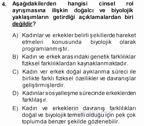 Toplumsal Yaşamda Aile 2013 - 2014 Ara Sınavı 4.Soru