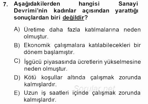 Toplumsal Yaşamda Aile 2013 - 2014 Ara Sınavı 7.Soru