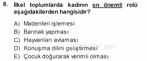Toplumsal Yaşamda Aile 2013 - 2014 Ara Sınavı 8.Soru