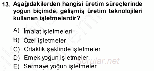 İşletme İlkeleri 2013 - 2014 Ara Sınavı 13.Soru