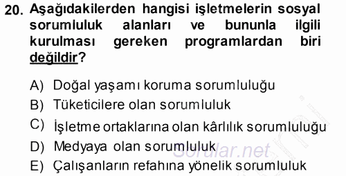 İşletme İlkeleri 2013 - 2014 Ara Sınavı 20.Soru