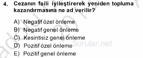İnfaz Hukuku 2013 - 2014 Ara Sınavı 4.Soru