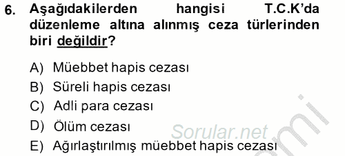İnfaz Hukuku 2013 - 2014 Ara Sınavı 6.Soru