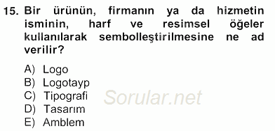 Marka İletişimi Tasarımı ve Uygulamaları 2013 - 2014 Ara Sınavı 15.Soru