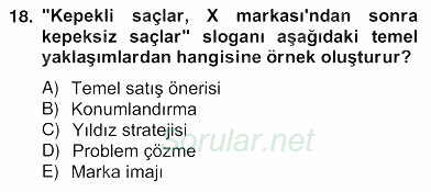 Marka İletişimi Tasarımı ve Uygulamaları 2013 - 2014 Ara Sınavı 18.Soru