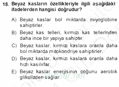Temel Veteriner Fizyoloji 2013 - 2014 Dönem Sonu Sınavı 18.Soru