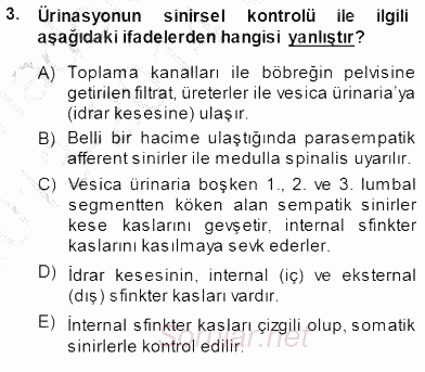 Temel Veteriner Fizyoloji 2013 - 2014 Dönem Sonu Sınavı 3.Soru