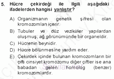 Temel Veteriner Fizyoloji 2013 - 2014 Dönem Sonu Sınavı 5.Soru