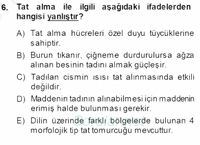 Temel Veteriner Fizyoloji 2013 - 2014 Dönem Sonu Sınavı 6.Soru